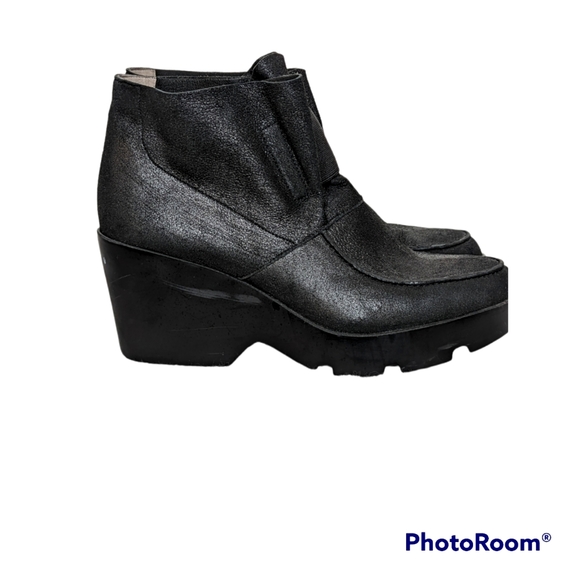 Eileen Fisher Shoes Women's Sz 7.5 Black Suede Wedge Platform Slip On - Picture 8 of 12